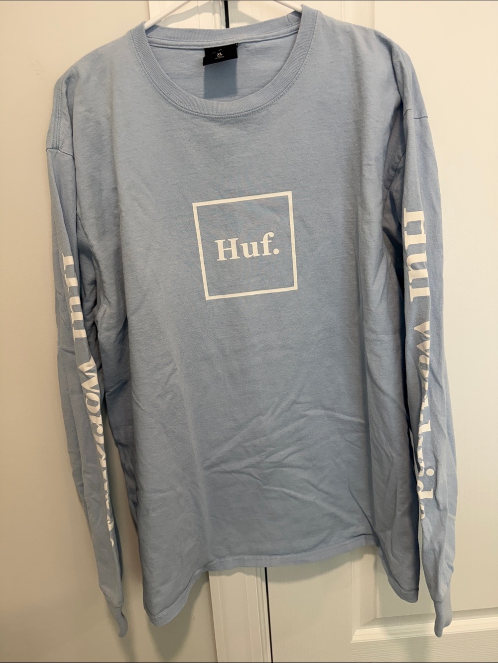 HUF Light Blue Long Sleeve Box Logo Tee